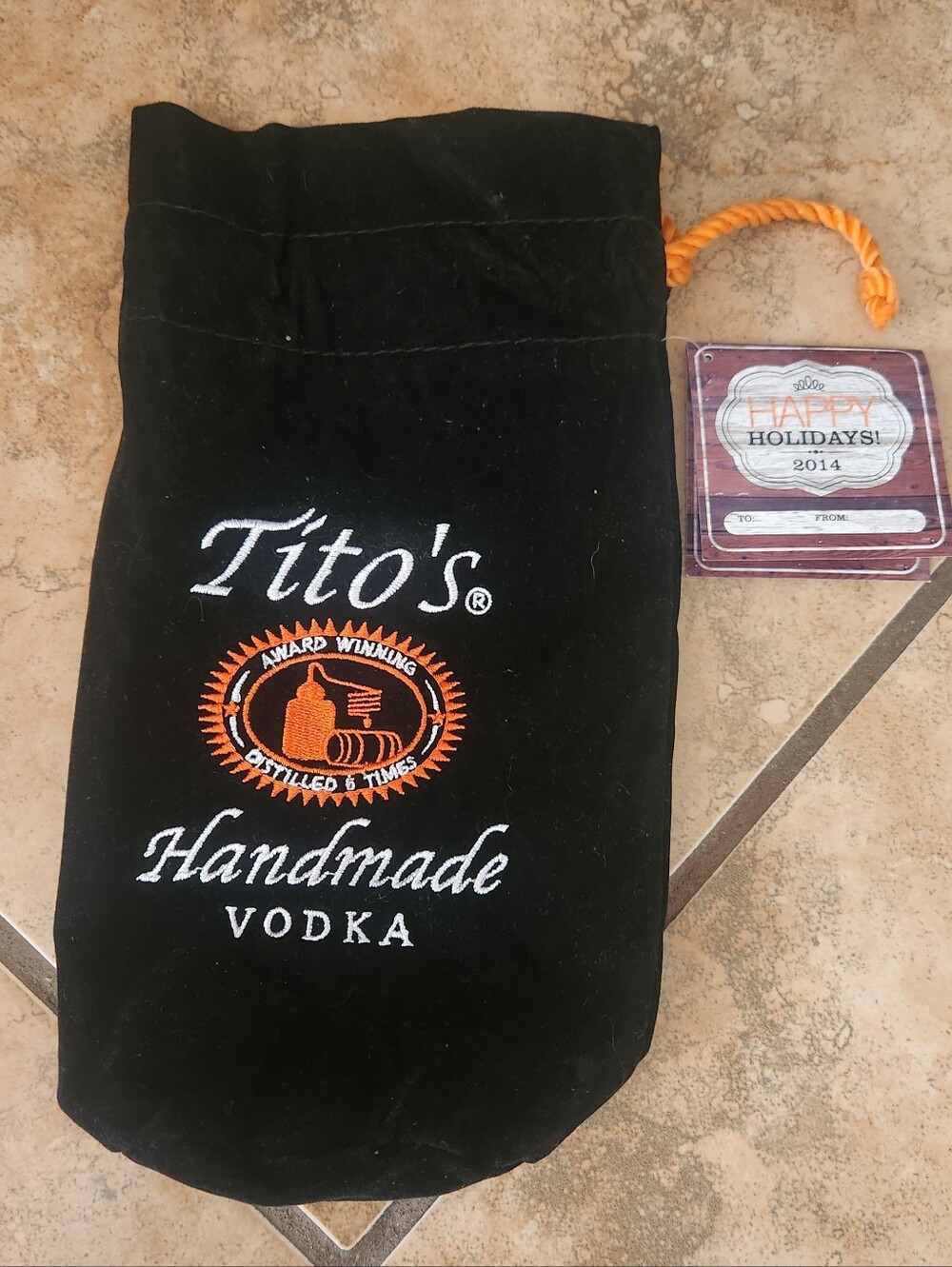 Tito's Vodka Embroidered Velvet Gift Bag